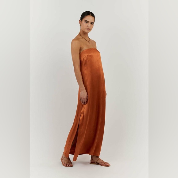 Dissh burnt orange satin dress - Picture 4 of 14
